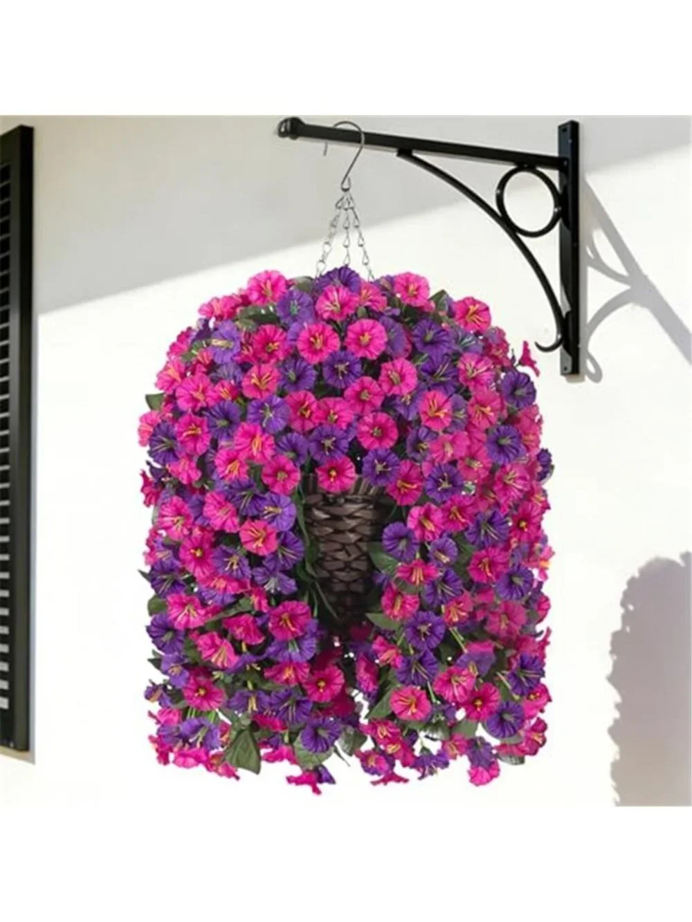Artificial Hanging Orchid Flowers Purple Fuchsia Faux Plant Basket Outdoor Decor